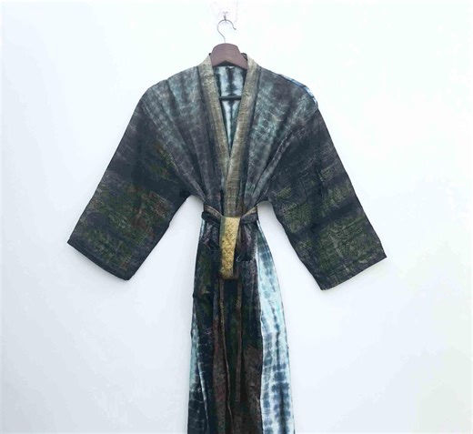 Handmade Silk Tie Dye Kimono Robe, Dressing Gown, Free Size Casual Wrap Belt Front Blouse Colorful Loungewear Kimono Bath Robe, Gift for Her - Etsy