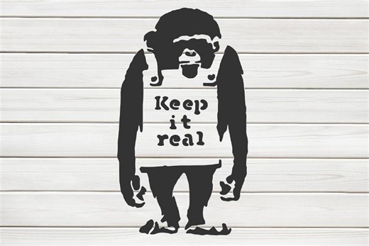 Banksy Monkey Banner Stencil Model Template Design Print, Digital Download Clipart Graphic for Dyi Craft Wall Furniture Deco , SVG, PNG, DXF - Etsy