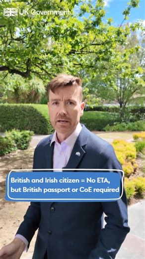 UK in Australia on Instagram: "Hear from Deputy High Commissioner, Dr Brian Jones, on commonly asked questions on upcoming Electronic Travel Authorisation (ETA) changes. 📅From 25 February 2026, these travel changes will be enforced. Make sure you are up to date at GOV.UK/ETA"