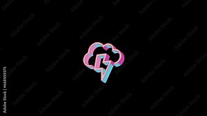 Bright thunderstorm icon is jumping merrily. Retro style. Alpha channel black. Looped from frame 120 to 240, Alpha BW at the end
