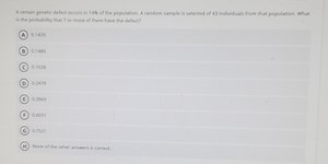 A certain genetic defect occurs in 14% of the population. A ran... | Filo