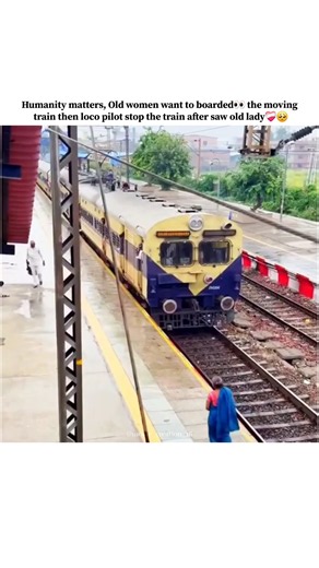 Humanity still alive, loco pilot stop the train for old lady❤️‍🩹🥺 #look #explore #shortsfeed
