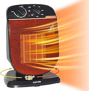 Outdoor Patio Heater, Portable Electric Heaters with Thermostat, 120° Oscillating, 1500W Quiet Small Space Heaters for Indoor Use, Bedroom, Office, Outside, Tent