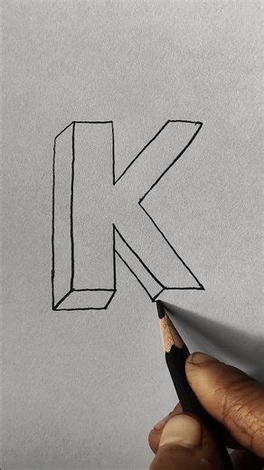 how to draw 3d K letter 🔥 #shorts #trending #drawing #3d #illusion #art