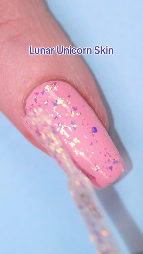 We tried to keep this #holotacocombo a secret 🤫 who's trying Pinky Swear with some Lunar Unicorn Skin on top next? 🦄✨ #holotaco #swatch #nailtok