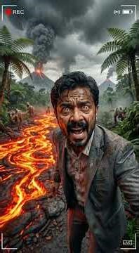 POV: Time Travel to a Volcanic Dinosaur Valley 🌋🦖 (Earth Is Exploding!) #pov #timetravel #shorts