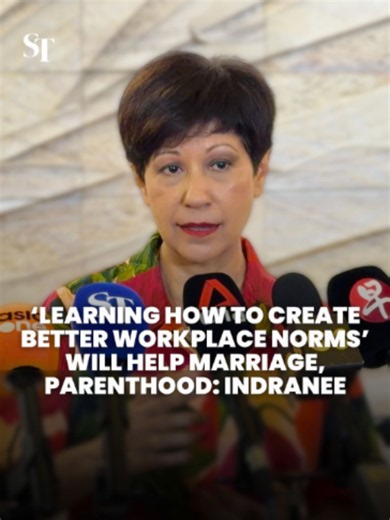 “Workplace issues are definitely one of the areas where there’s a clear consensus that they need to be tackled,” said Minister in the Prime Minister’s Office Indranee Rajah, referring to the challenges of starting and raising a family. She added that tackling these issues effectively requires progressive, enlightened employers, good HR, and learning how to create better workplace norms. #marriage #parenthood #career #sgnews