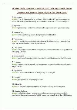 AP World History Exam Unit 2 Latest 2023/2024 With 100 Verified Answers Questions and Answers
