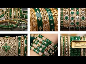 Green Emerald 22Kt Gold Designer Bangles | Luxurious Fusion of Timeless Craftsmanship and