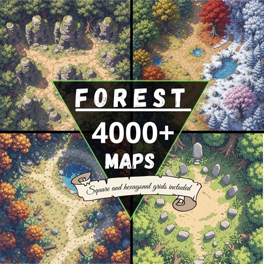 4000  Forest Battlemaps Fantasy Maps: Clairings, Woodlands, Digital Download, Works on Foundryvtt, Roll20 - Etsy
