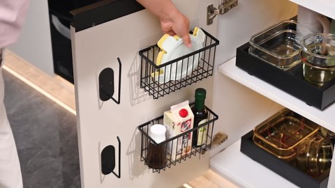 Mustorn 4 Pack Adhesive Cabinet Door Organizer, Lid Organizers Inside Cabinet Food Container/Tumbler Lid Organizer and Storage Cup Lids Holder for Kitchen & Bathroom Wall Mounted(White)