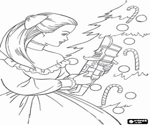 Barbie and the Christmas tree coloring page printable game