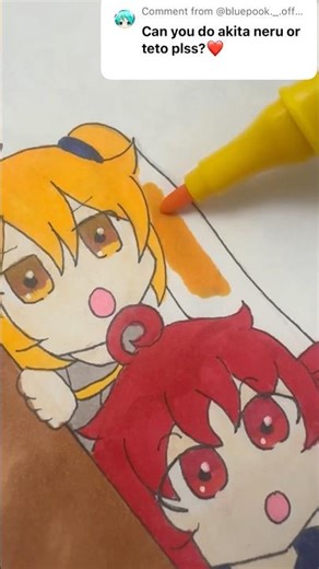 Drawing chibi Teto Neru💕 #vocaloid #hatsunemiku #kasaneteto #akitaneru #anime #animeart #初音ミク #ボカロ