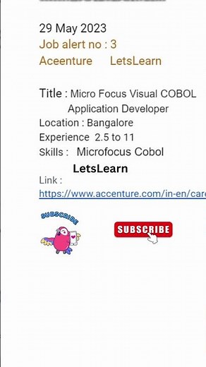 Micro Focus Visual COBOL Application Developer Opening ‪@Accenture‬ ‪@AccentureIndia‬