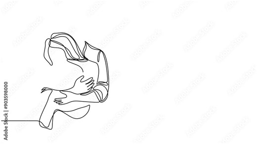 animated continuous single line drawing of man and woman hugging, line art animation, Self drawing animation with one continuous line draw, a man and a woman hug each other and the inscription I love