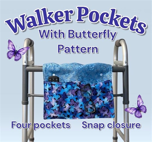 Walker Bag With Pockets With Butterfly Pattern Senior Mobility Accessory - Etsy