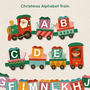 Christmas Alphabet Train Printable, Toddler Letter Learning Game, Velcro Busy Books Activity, Preschool Educational Toy, DIY Holiday Craft - Etsy