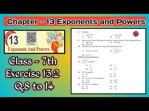 Q.8 to 14 | Class 7th | Ex 13.2 |Chapter 13 | Exponents and Powers | Math | PSEB |