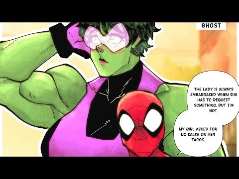 Spidey helps She-Hulk order! | Comic by LORDKILLERGHOST