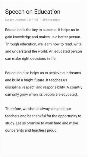 speech on Education.
