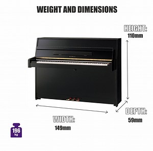 Kawai K15E Upright Piano; Polished Ebony | £500 Cashback Offer