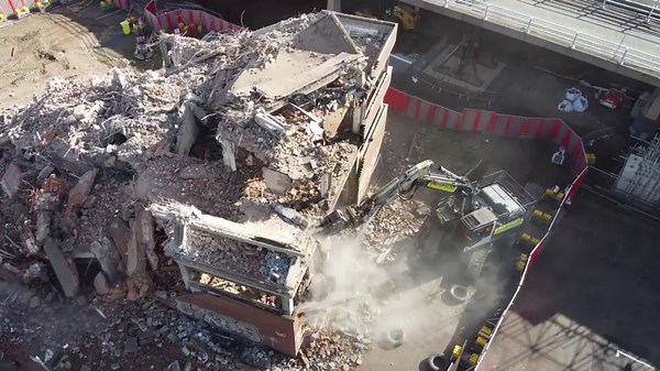 The demolition of Computer House, next to the Gateshead Flyover
