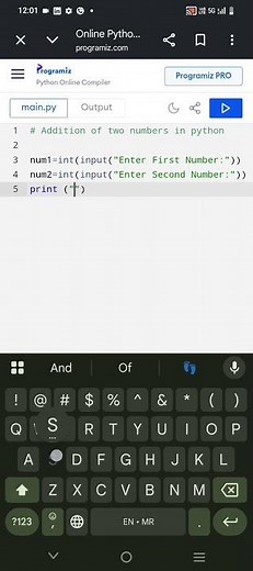 Addition of Two Numbers in Python |#pythonprogramming #addition #additioninpython