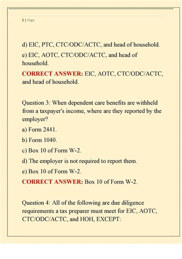 H&R BLOCK INCOME TAX COURSE EXAM WITH 100% CORRECT ANSWERS