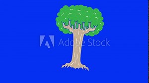 tree hand drawn animation blue screen. explanatory icons for video editing