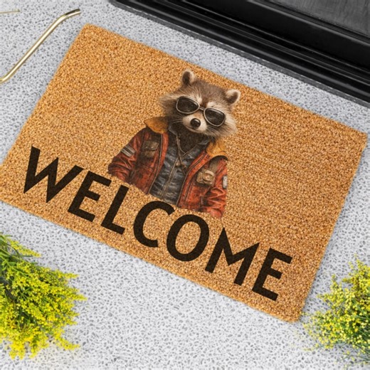 Racoon Cowboy Funny Doormat Western Decor Funny Coir Door Mat Welcome Mat Funny Housewarming Gift Wedding Gift New Home Gift for Home - Etsy