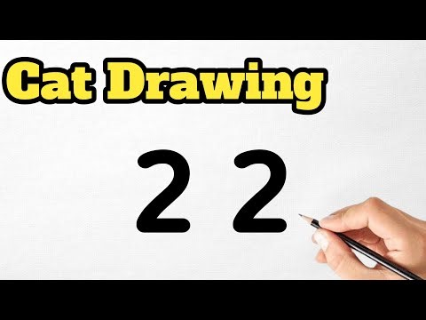 How to Draw a Cute Cat Using Just Numbers |domestic animals drawing easy cat | How to draw a cat