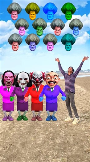 Dancing Colourful Scary Teachers 3D Red, Blue, Pink, Green &Me Correct head Matching Vfx #shorts