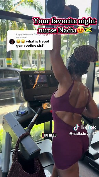 Replying to @Nurse TiKa 💉🩺👩🏽‍⚕️ Hey girl, weights are usually not my thing, as you can see I almost took myself out lol. This is me usual gym routine. I need to do better with using weights though. #nursenadia #nursesoftiktok #nurselife #gym #workout