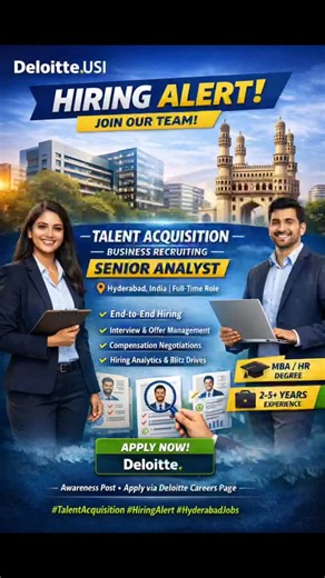 Hiring Alert | 🚨 HIRING ALERT | DELOITTE USI 🚨 🎯 Talent Acquisition – Business Recruiting | Senior Analyst 📍 Hyderabad | Full-Time Dreaming of growing... | Instagram