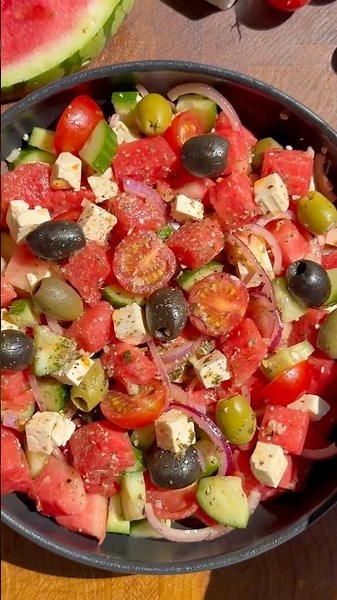 Greek Watermelon Salad With Feta And Olives