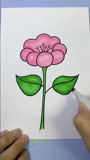 シンプルでカラフルなかわいいピンクの花の描き方
