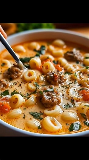 Every time I make this creamy sausage soup, I’m transported back to chilly evenings at my mom's kitchen table, where laughter and warm bowls were the best kind of comfort. Trust me, you won't want to miss this one! Recipe’s waiting for you in the comment 👇 | Recipes & Cooking Guide