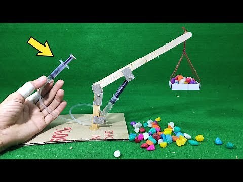 How to Make HYDRAULIC CRANE Very Easy || HLD Experiment