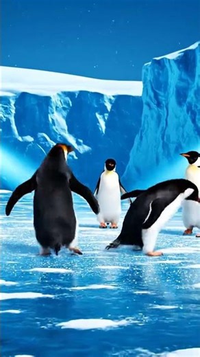 Penguins’ Ice Dance Battle #birds #funnyshorts #funny