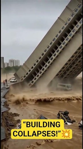 Massive Building Collapse in Flash Flood | Shocking Scene#shorts #construction