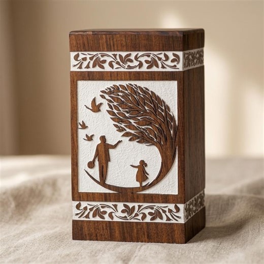 Handmade Wooden Cremation Urn for Ashes Tree of Life Carving Human Memorial Burial Box - Etsy