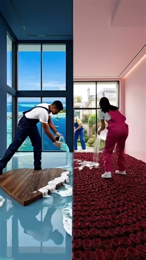 THIS DOUBLE FLOOR IS VERY IMPRESSIVE 😱🩵💗 Epoxy luxury floor #epoxy