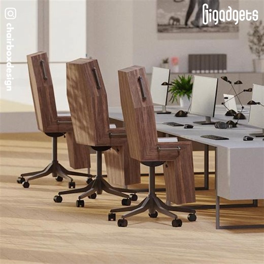 This coffin-shaped chair gives your office a touch of that Addams Family charm. This conceptual coffin office chair named The Last Shift Office Chair was designed by former London industrial designer Chairbox as a macabre piece of furniture inspired by Rene Magritte's painting The Balcony (1950) to ironically "support" employees as they work. The idea went viral on the internet, as many people feeling their work was like a dead end and were taken in by its appeal. | GIGadgets