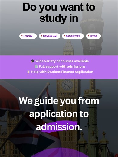 🎓 Want to study in the UK? London • Birmingham • Manchester • Leeds ⏳ January 2026 intake is closing soon — don’t wait! We guide you from application to admission 💜 🌐 edurec.global 📩 Apply now: https://edurec.global/contact 📲 WhatsApp: 44 7356 141418 #EdurecGlobal #StudyAbroad #StudyInUK #InternationalStudents #UniversityAdmissions #StudentTok #UniTok #JanuaryIntake #collegeadmission