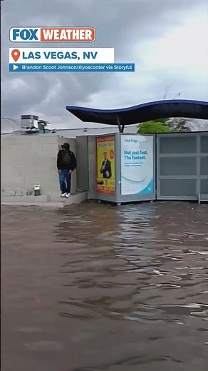 Las Vegas Flooding Leaves People Trapped At Bus Stop #foxweather
