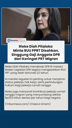 RUU PPRT Belum Disahkan, Rieke Diah Pitaloka Ingatkan Gaji DPR dari Keringat PRT Migran
