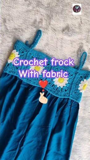 crochet frock with fabric 😍🧿🧿🧿 granny square pattern 💕