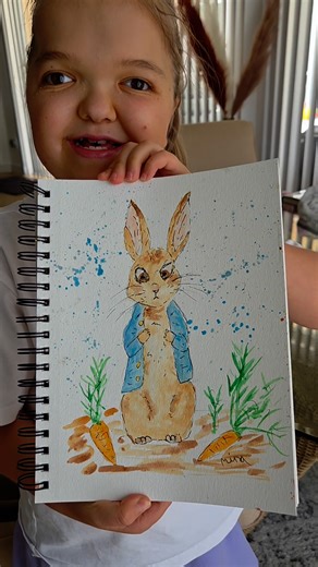 Peter Rabbit with oil pastels and watercolor. "Even the smallest one can change the World." - Peter Rabbit #littleartist #artreveal #artinspo #inspiring #worldchangers #cuteartist #peterrabbit #love #watercolor #oilpastel #art | Mina's Art World