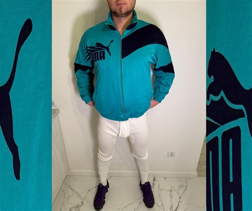 Vintage 80s 90s PUMA Track Jacket – Turquoise Retro Sportswear - Etsy