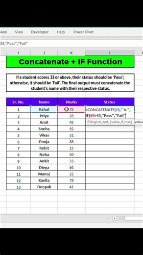 IF+CONCATENATE fomrula in mS excel 🔥#skillprotech_360